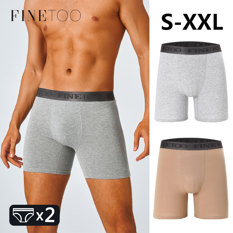 2pcs Cotton Long Boxers For Me - Boxer Brief Pack Cotton ulasan dan harga