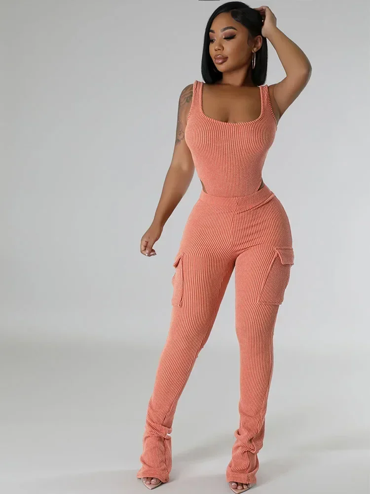 Knitted Ribbed Two Piece Set f - Tank Top Ribbed ulasan dan harga