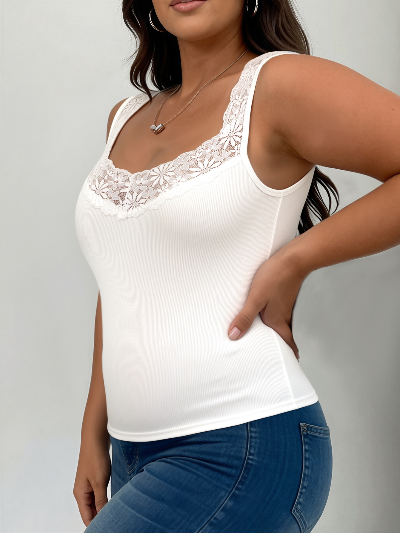 Y2K Women's plus Size V Neck T - Tank Top Ribbed ulasan dan harga